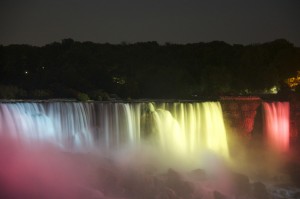 American Falls illuminated